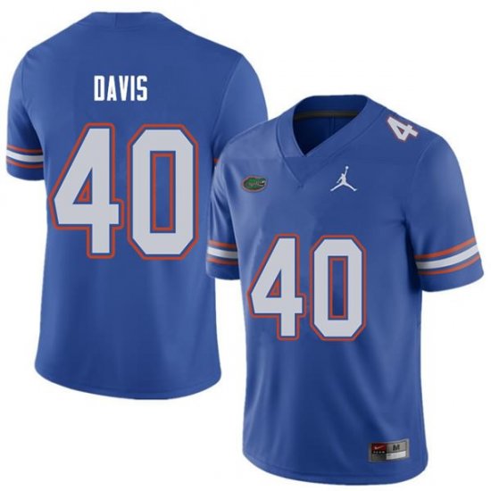 Men's Florida Gators #40 Jarrad Davis NCAA Jordan Brand Royal Authentic Stitched College Football Jersey FCX6762UD